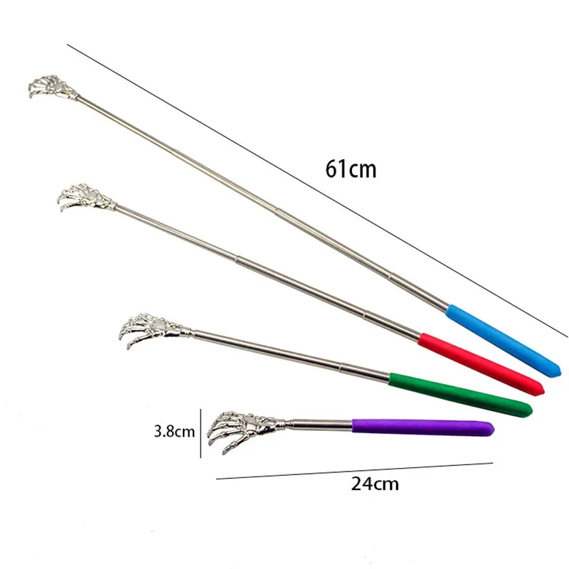 New  Back Massager Back Scratcher Telescopic Stainless Steel Claw Massager Back Scraper Extendable Telescoping Itch Stick Random