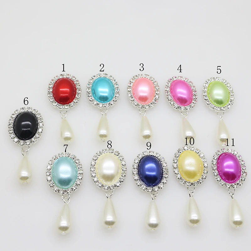 New trend 10Pcs/lot 19*46mm oval Pendant Diy Jewelry Findings Rhinestone Multicolor pearl Accessories Caps Decoration For Making