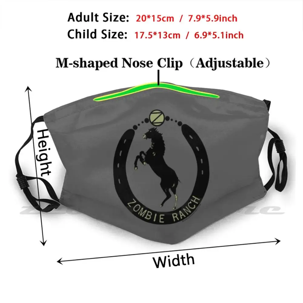 Zombie Ranch Washable Trending Customized Pm2.5 Filter Mask Zombie Undead Horse Walking Dead Farm