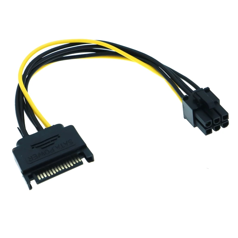 High Quality 15 Pin SATA To 8Pin PCI-E Power Cable 15Pin SATA Male To 8pin(6+2) PCI-E Male Video Card Power Supply Adapter Cable