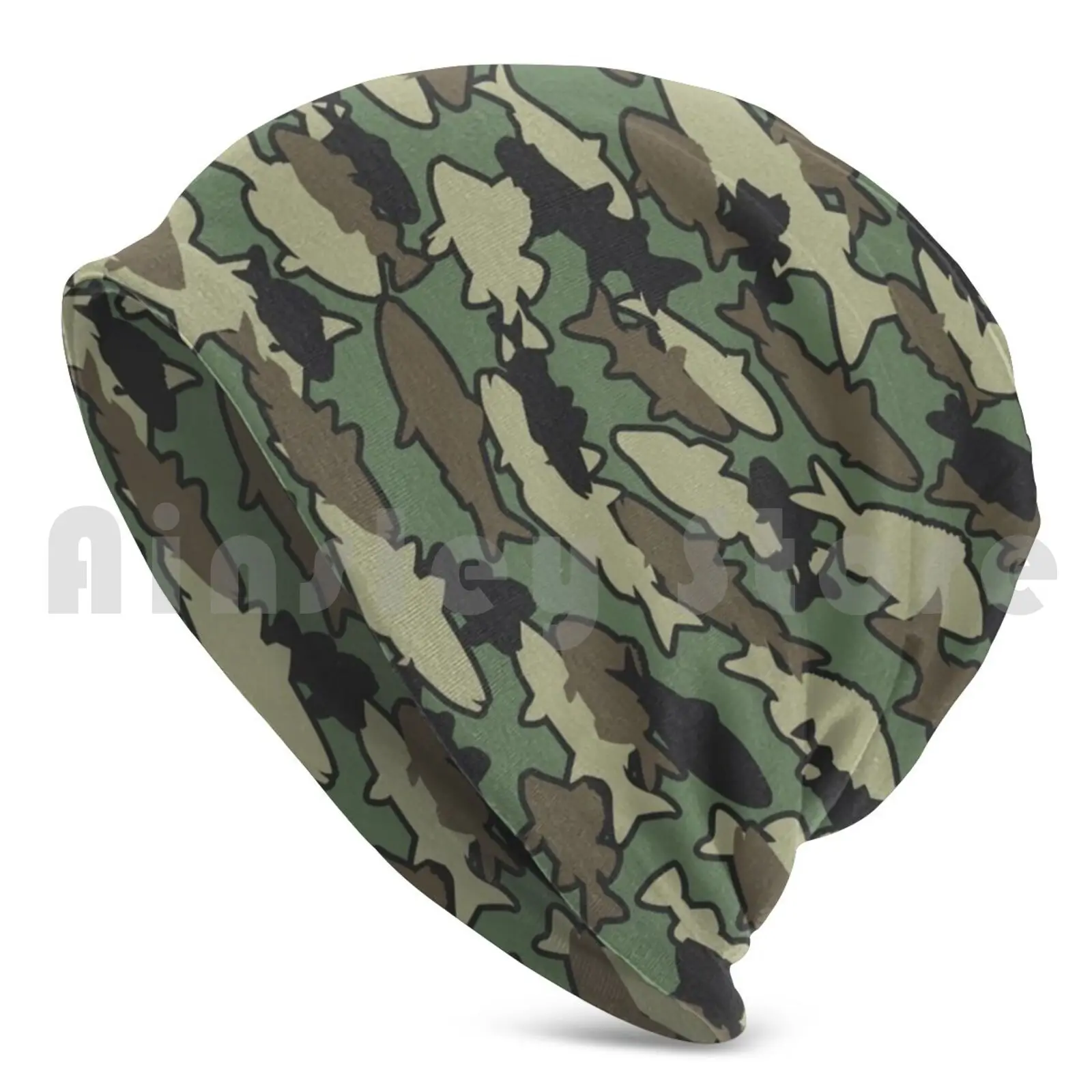 Fish Camo Jungle Beanies Pullover Cap Comfortable Fish Fishing Angling Angler Hunt Hunter Pattern Camo Camouflage