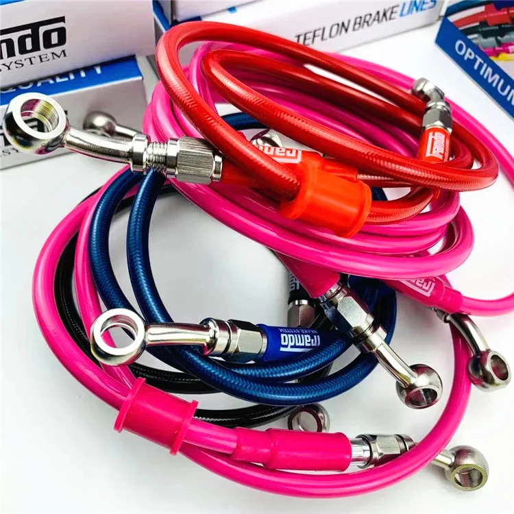 Universal 950mm - 2200mm Motorcycle Hydraulic Brake Hose Line Cable 28 degrees 10mm Banjo Pipe Line Braided oil hose