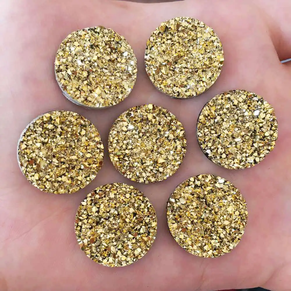 Bling AB Resin 25mm Round Ore Irregular Surface Flatback Rhinestone Buttons Appliques Ornaments DIY Wedding Scrapbook Craft L18