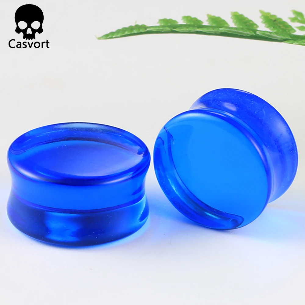 Casvort 2 PCS Acrylic Mixed Colors Transparent Ear Plugs Tunnels Ear Gauges Stretcher Piercings Body Jewelry (6mm-20mm)