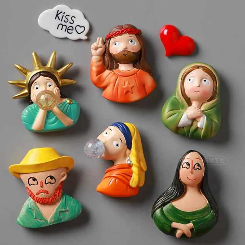 FishSheep Lovely Portrait Resin Brooches For Women Creative Van Gogh Funny Figure Spaceman Brooch Pins