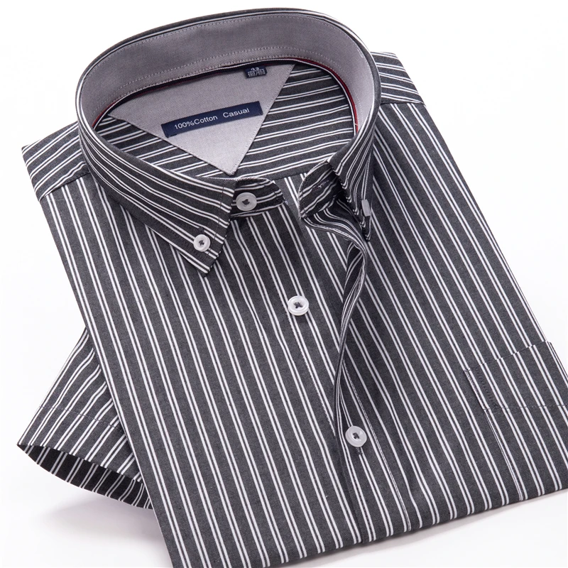 6XL 7XL 8XL 9XL 10XL Men’s Summer Fashion Striped Short Sleeve Shirt Classic Business Casual Brand Youth Loose Cotton Shirt