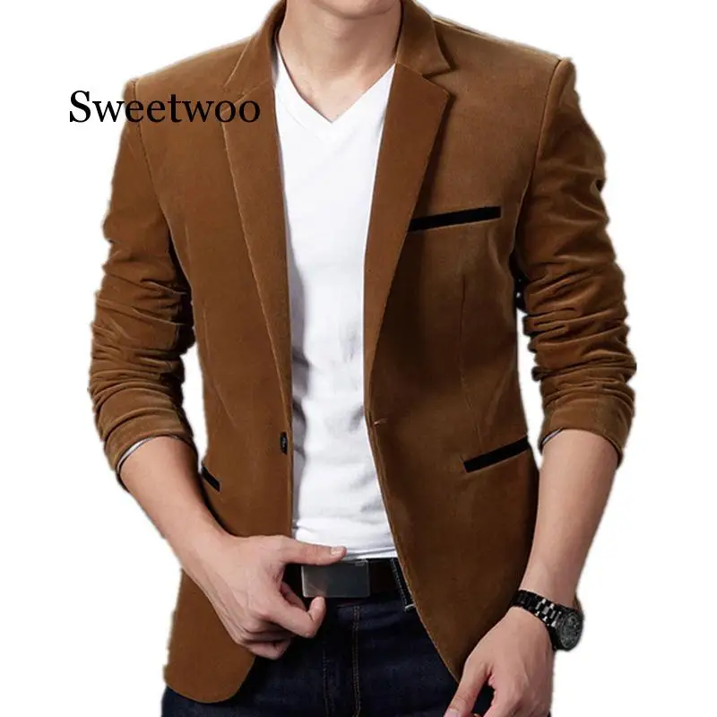 

Mens Fashion Blazer British's Style Casual Slim Fit Suit Jacket Male Blazers Men Coat Jacket For Men