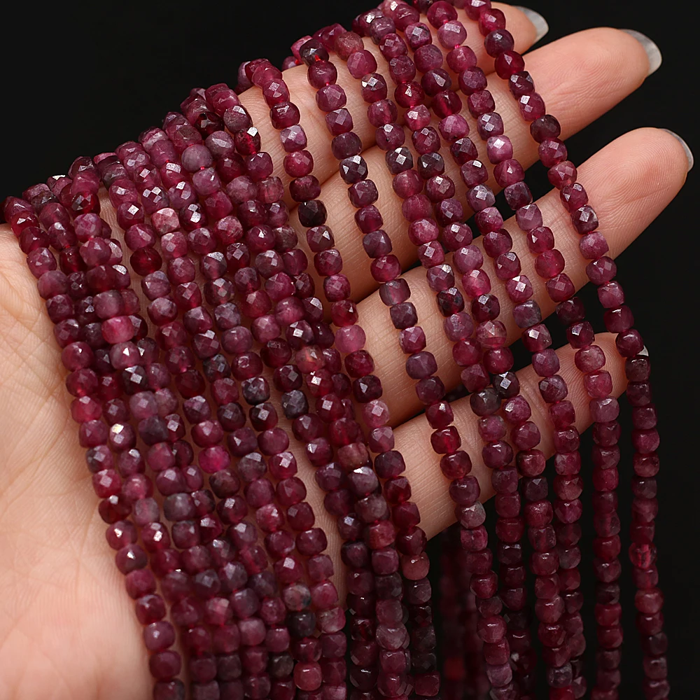 Natural Semi Precious Stone Faceted Irregular Square Ruby Ladies Beading Making DIY Necklace Bracelet Jewelry Gift Accessories