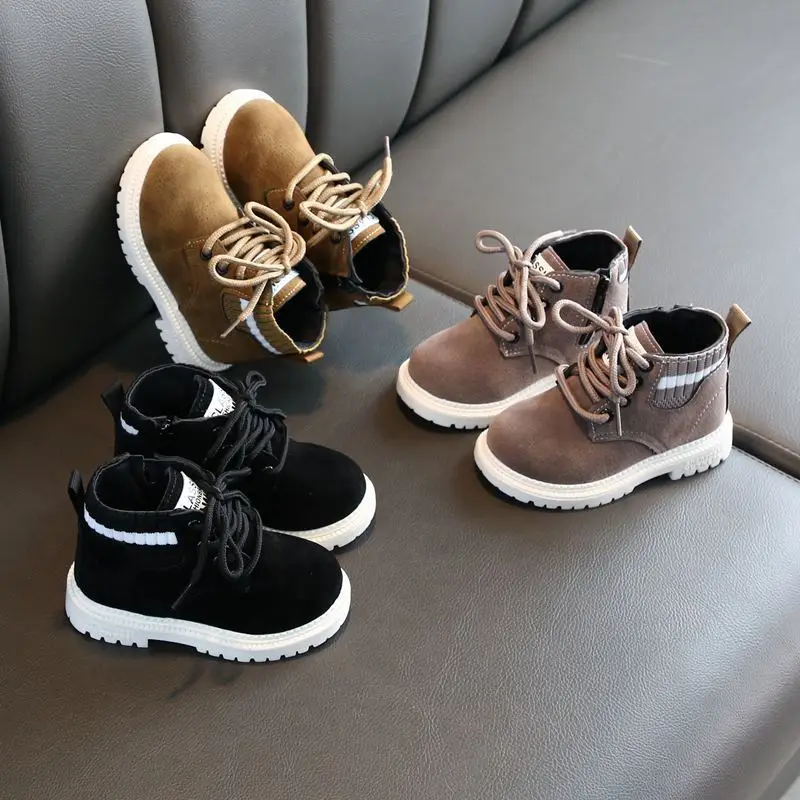 Children Casual Shoes Autumn Winter Snow Boots Boys Shoes Fashion Leather Soft Antislip Girls Boots 21-30 Sport Running Shoes