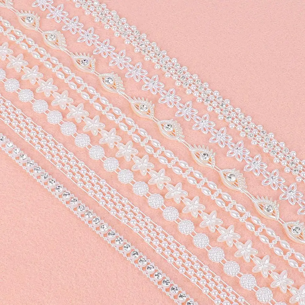 1-5m/bag ABS Imitation Pearl Beads Rhinestone Chain Line Cord Thread Trim For Jewelry Making DIY Wedding Party Craft Accessories