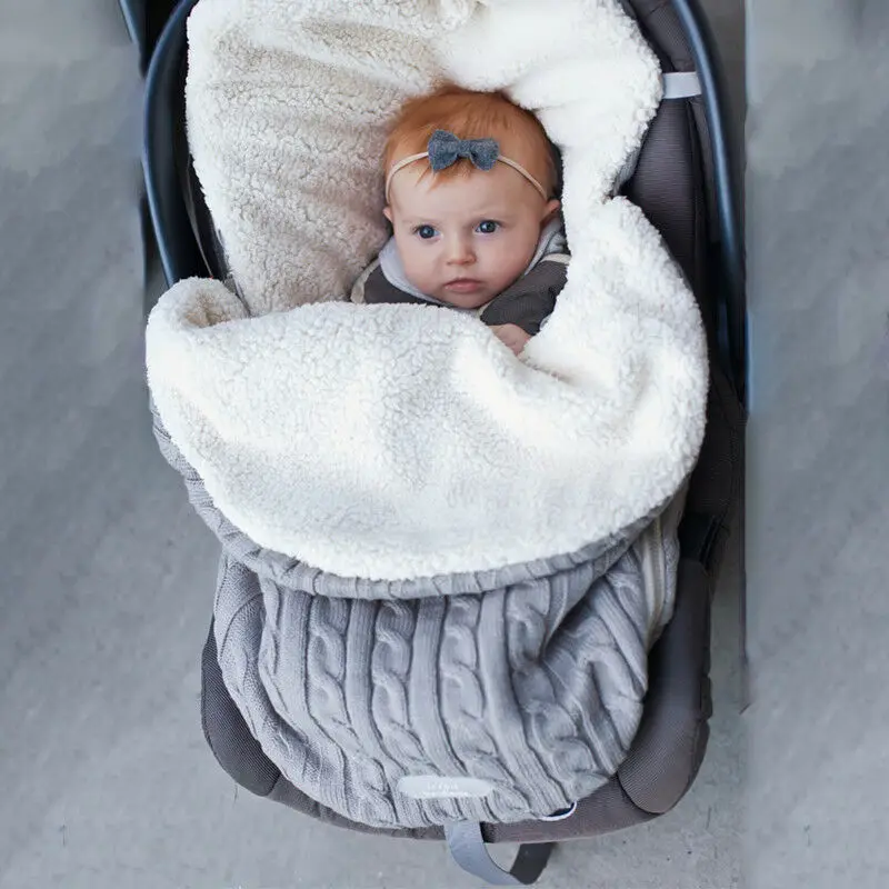 Unisex Universal Baby Footmuff Liner Pushchair Stroller Buggy Pram Carriage Cosy Toes Car Seat Knit Wrap Cotton Sleeping Bags