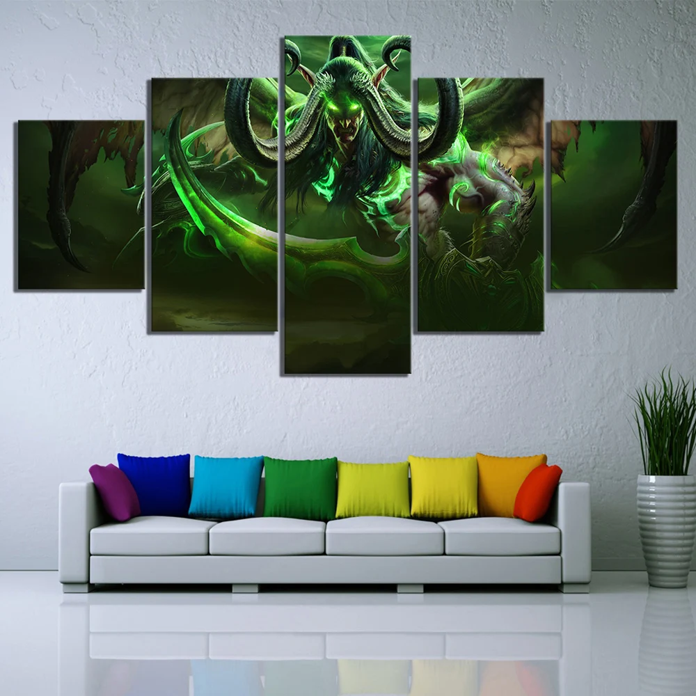 No Framed Canvas 5Pcs Sticker World of Warcraft Video Game Wall Art Posters Prints Pictures Paintings Home Decor Decorations