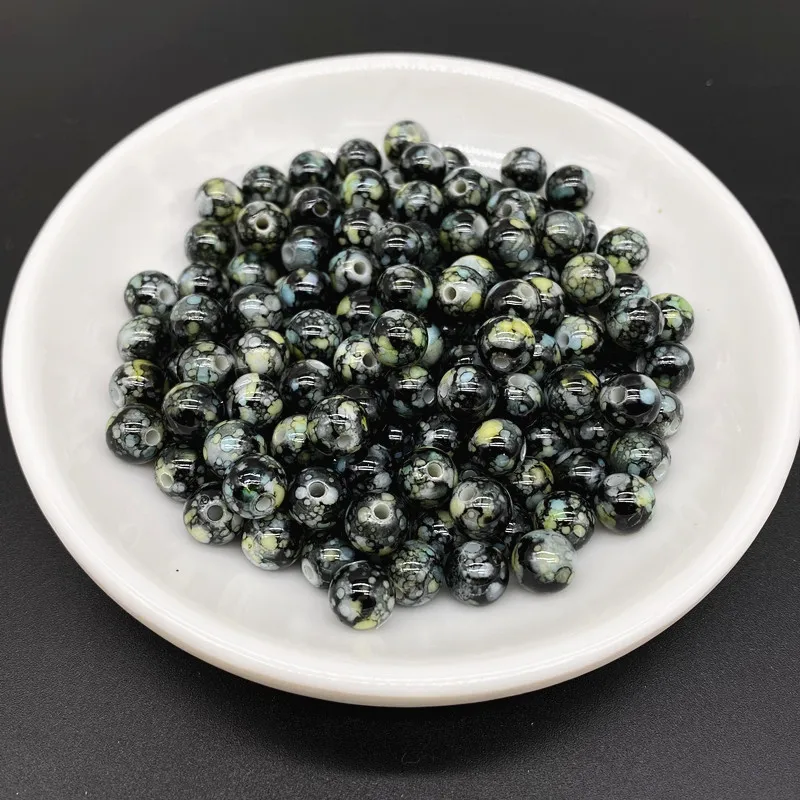 50 قطعة/الوحدة 8 مللي متر متعدد الألوان رذاذ الطلاء الاكريليك الخرز المستديرة فاصل فضفاض الخرز صنع المجوهرات سوار قلادة القرط DIY بها بنفسك #4