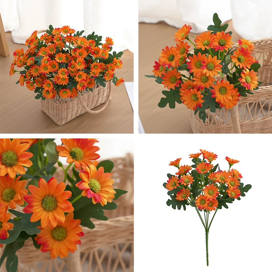Wunderschöne Künstliche Blumen aus Seide, Gänseblümchen für Festival, DIY, Heim, Zimmer, Garten, Party, Hochzeit, Dekoration, Geschenk, Handwerk, Herbst, Günstige Kunstpflanze – Detail 5