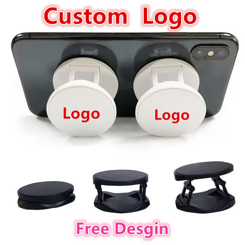 50-500pcs Custom Product Free Printing round mobile phone folding stretch bracket  Phone Holder