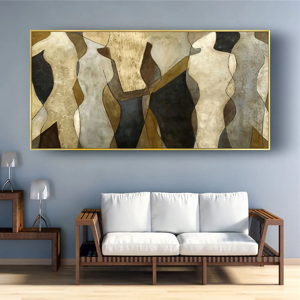 

Hot Sale Retro Home Decoration Painting Hand-Painted Oil Paintings Gold Foil Texture Abstract Character Canvas Wall Art Pictures