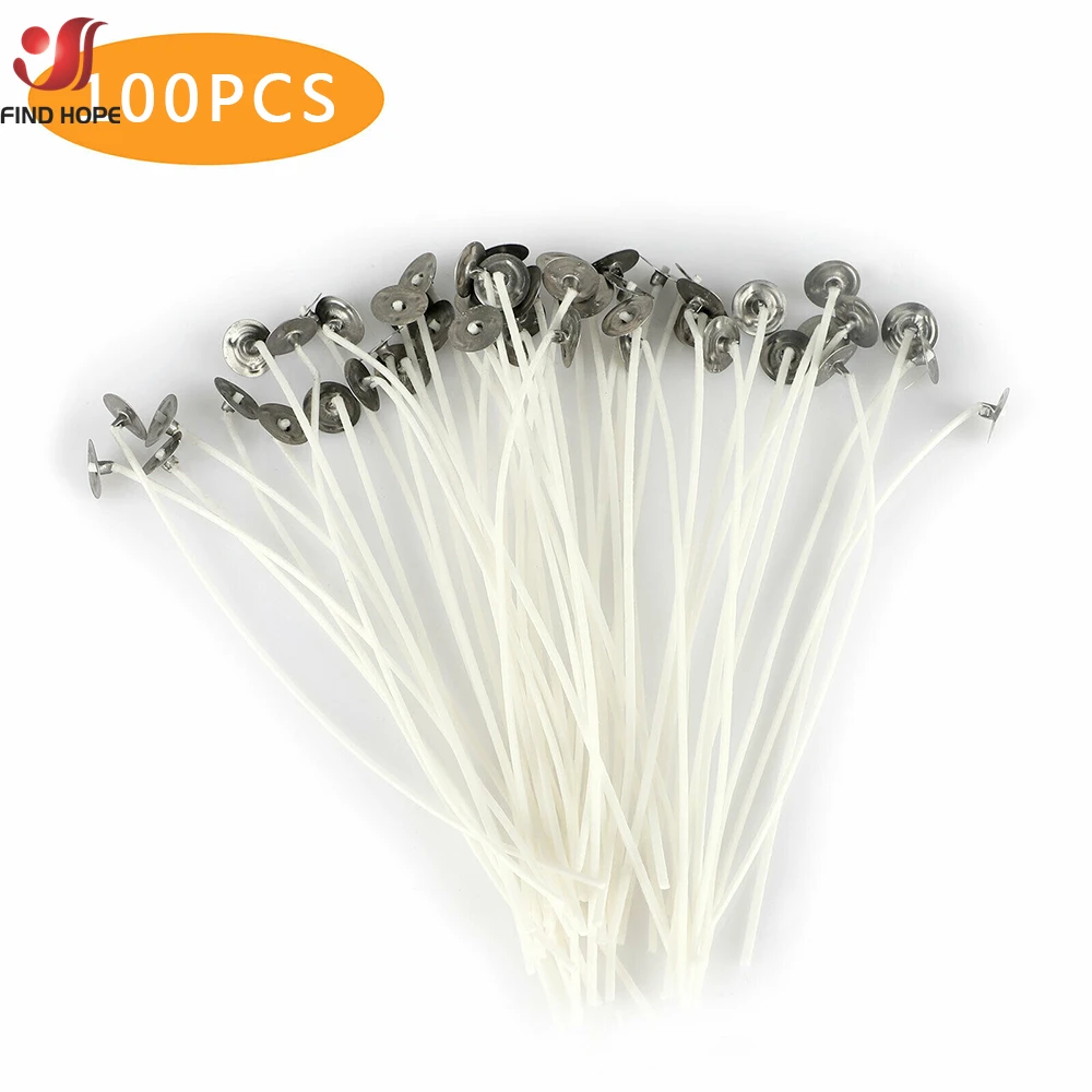 100 peças pavios de vela 2.5/9/15/20cm cera sem fumaça núcleo de algodão puro para velas diy fazendo pavio pré-cerado ferramentas de material artesanal