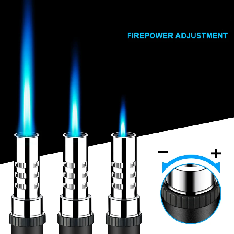 Torch Adjustable Safety Lock Fire Switch Inflatable Butane Gas, Candle, Camping, Barbecue, Kitchen, Big Flame Lighter