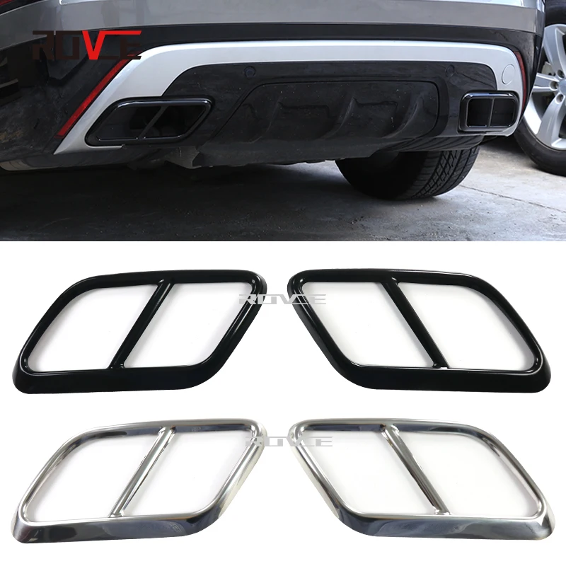 

ROVCE Car Pipe Throat Exhaust Outputs TailPipe Frame Cover Trim Sticker For Land Rover Range Rover Velar 2017-2022 Accessories