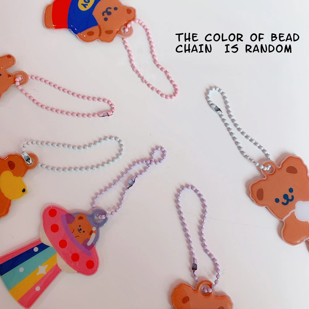 Ins Cartoon Bear Tulips Key Chain AirPods Earphone Shell Pendant Cute Bag Notebook Creative Decorative Pendant Key Management