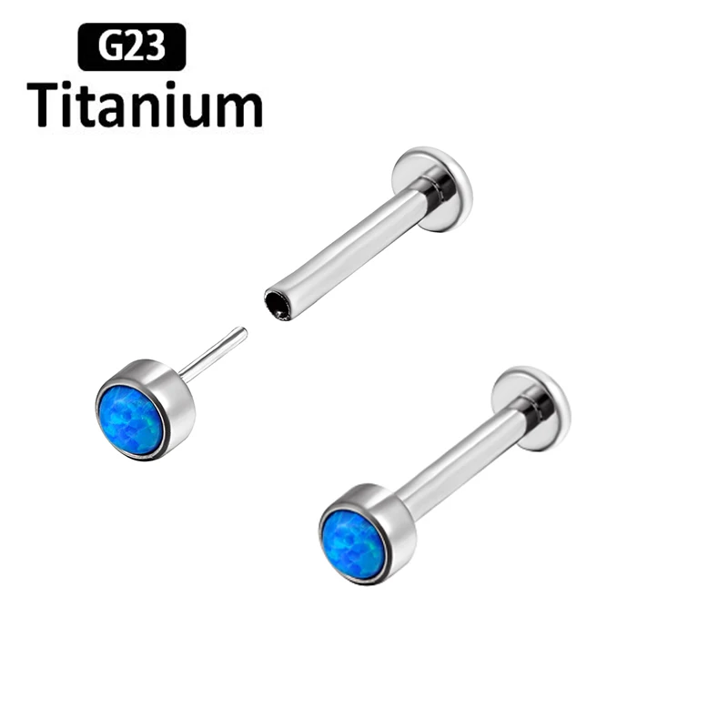 1PC Ear Studs G23 Titanium Piercing 6-10mm Push Pin Ear Piercing Zircon Opal Top Labret Lip Dual-Purpose Pin Series Body Jewelry