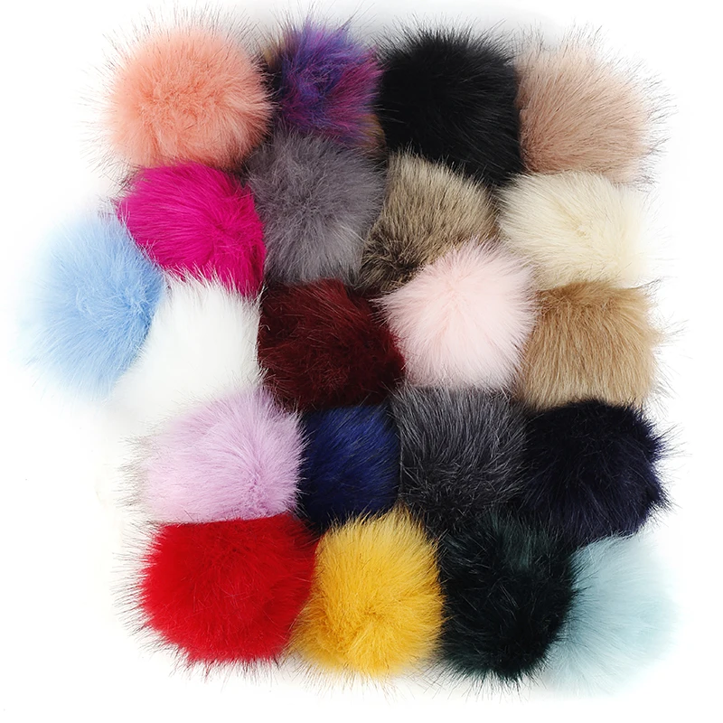 12cm Imitation Foxes Fur Pompom For Women Hat Fake hair ball Pom Poms for DIY Knitted Hat Cap Accessories