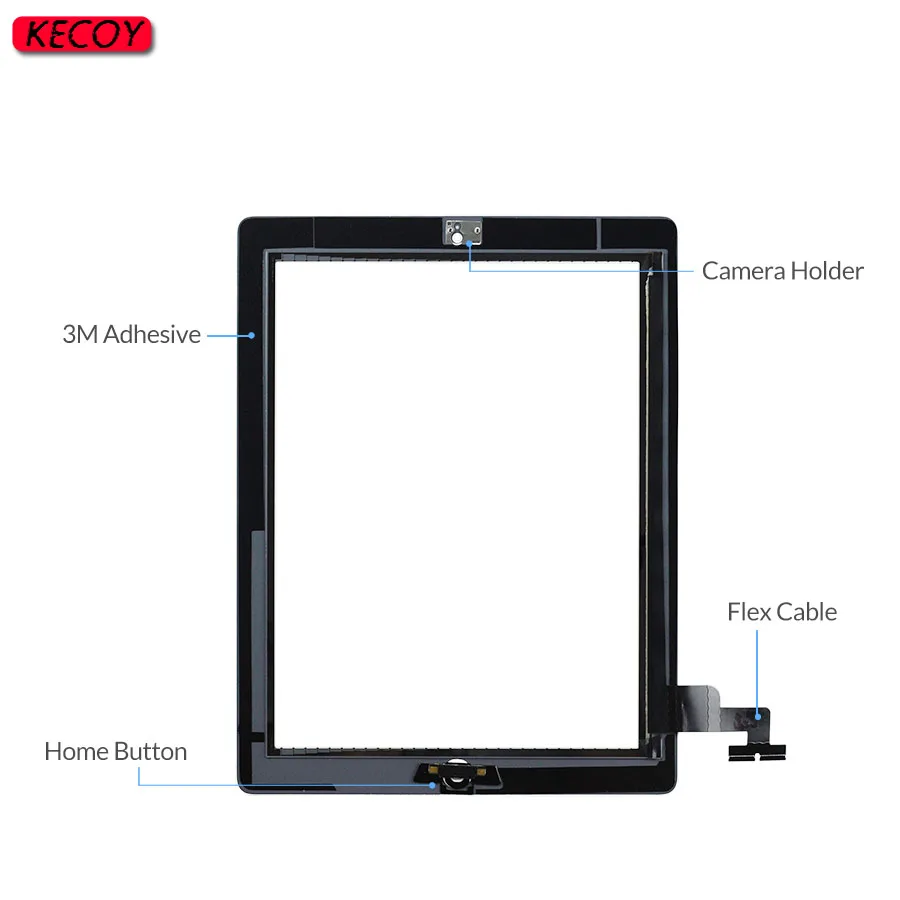 1Pcs For iPad 2 A1395 A1396 A1397 Display Touch screen Digitizer Panels Replacement Touchscreen Sensor Glass With Button + Tools