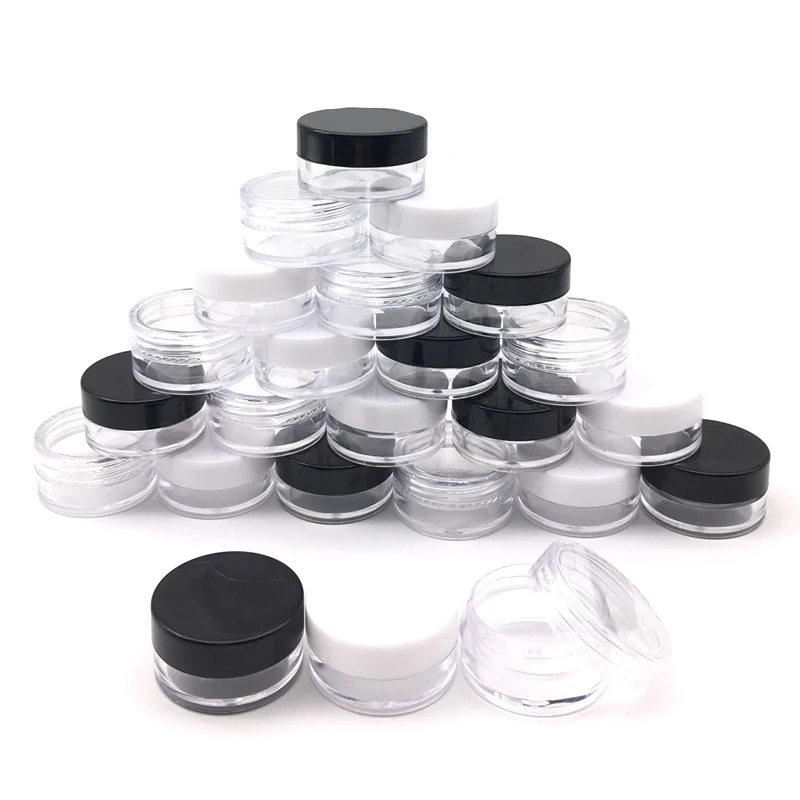 250Pcs Lip Balm Containers 2g/3g/5g/10g/15g/20g Empty Plastic Box Makeup Jar Pots Transparent Sample Bottles Eyeshadow Cream