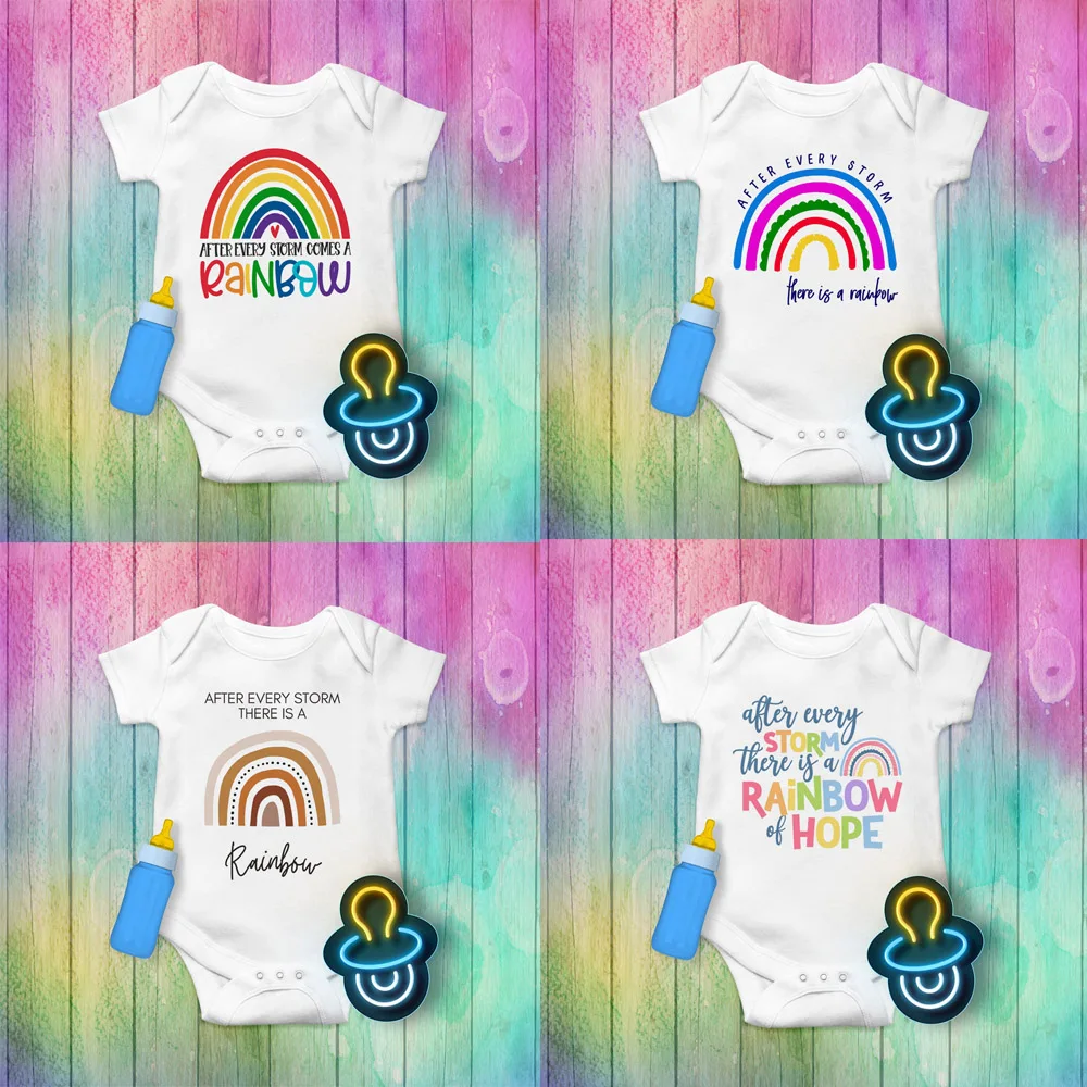 After Every Storm There Is A Rainbow Baby Rompers The Rainbow Miracle Baby Rainbow Bodysuit Summer Short Sleeve Ropa Wear