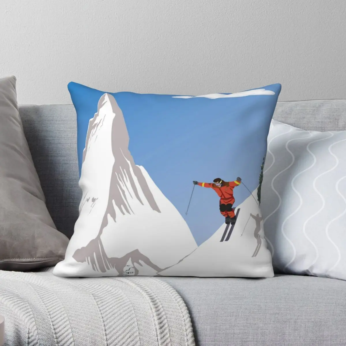 Zermatt Valais Switzerland Ski Square Pillowcase Polyester Linen Velvet Printed Zip Decor Throw Pillow Case Room Cushion Case