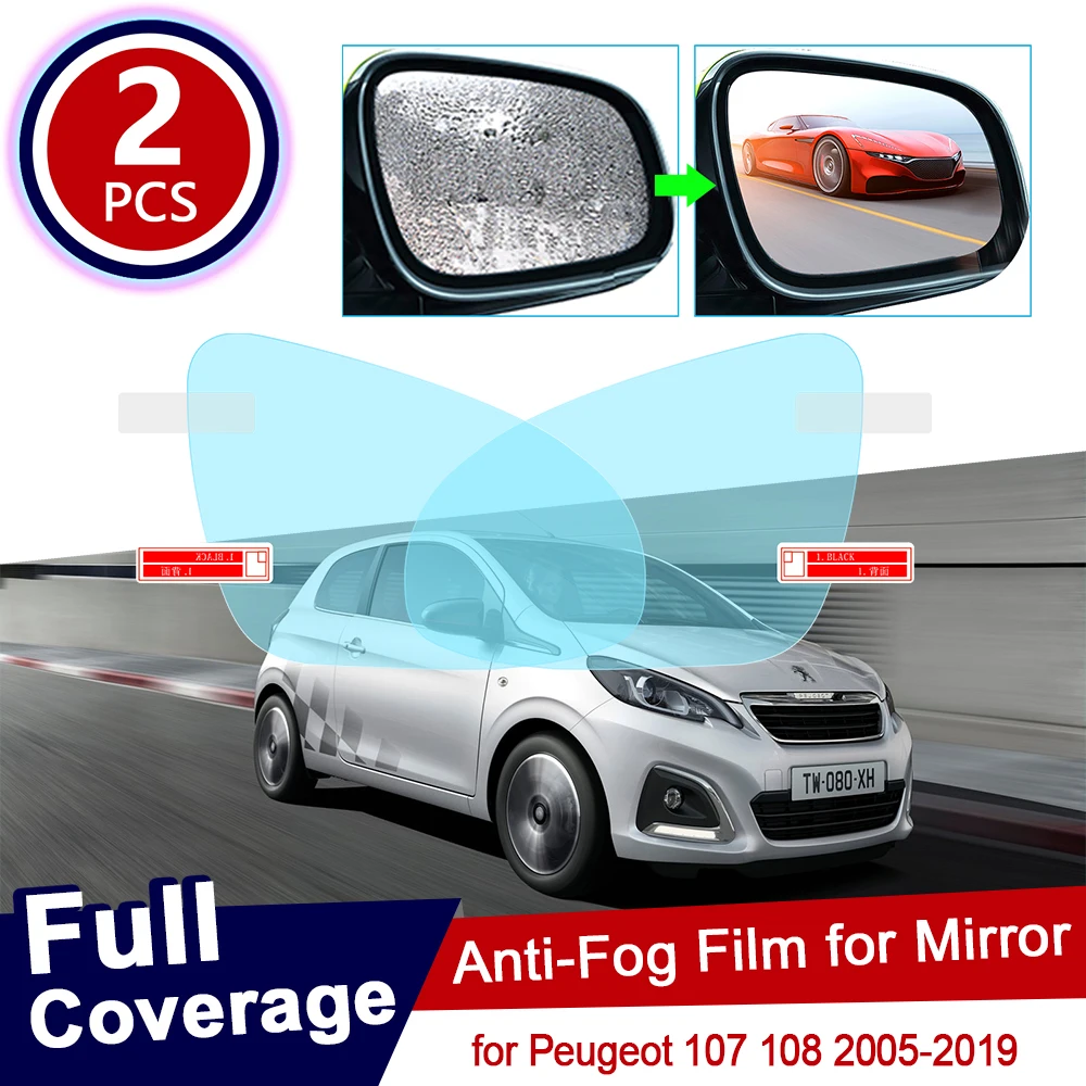 for Peugeot 107 108 2005~2019 Full Cover Anti Fog Film Rearview Mirror Rainproof Clear Anti-fog Films Car Accessories 2006 2018