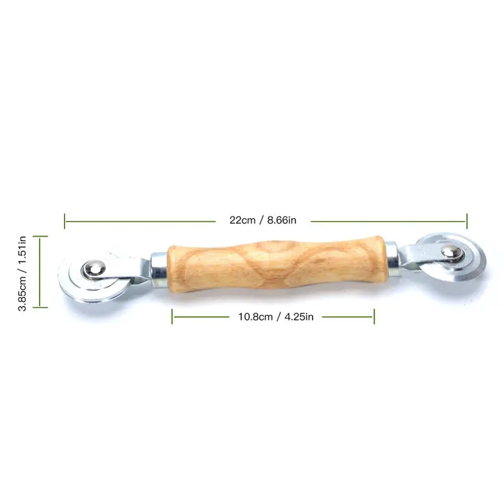 Screen Rolling Tool For Double Window Installation Hand Spline Roller Household Durable Screen Door Wooden Handle Steel Wheels