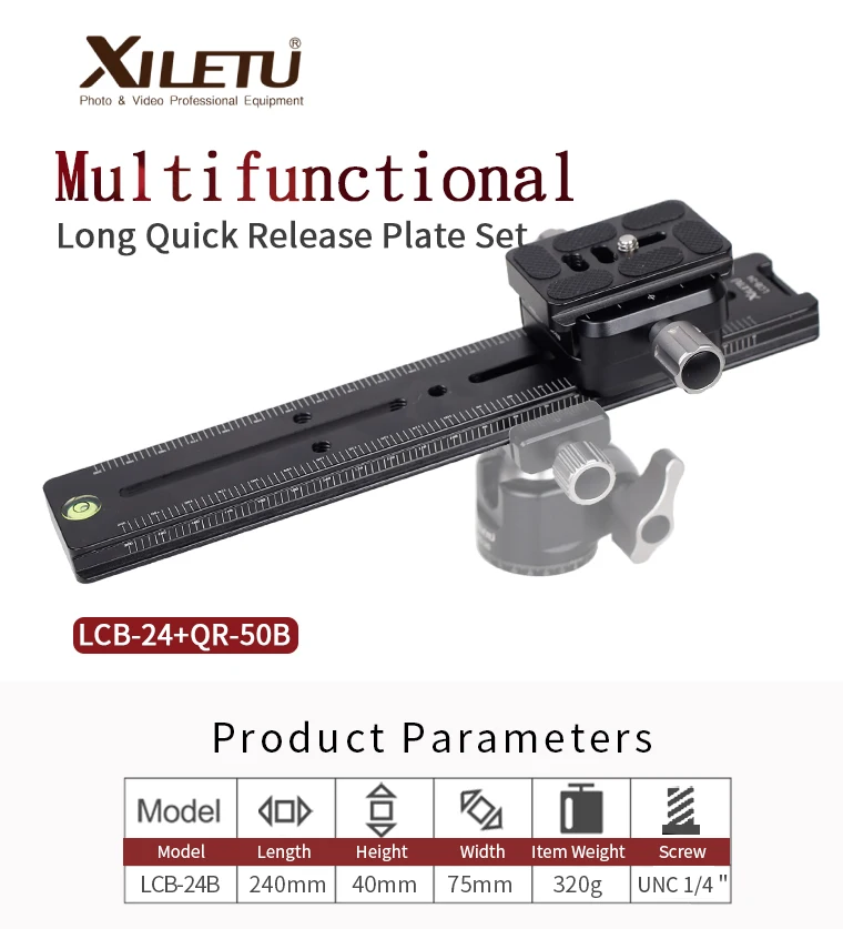 XILETU LCB-24B Verlängert Quick Release Platte Kit 240mm Nodal Rutsche Stativ Schiene Multifunktionale Universal Track Dolly Slider – Detail 1