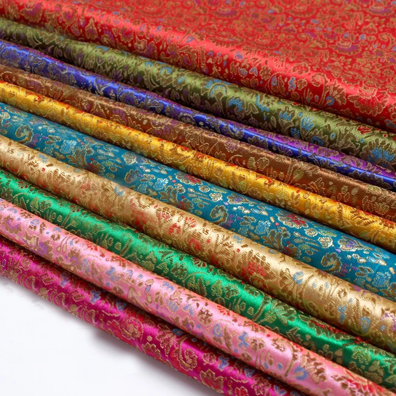 HLQON multi-color flower jacquard brocade fabric for patchwork felt tissue telas dress bed sheet children cloth 50x75cm
