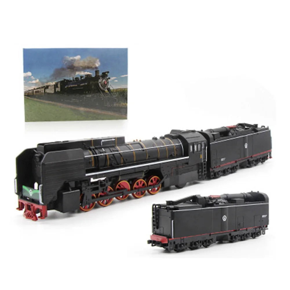 1:87 Scale Steam Train Diecast Locomotive Alloy Model Toy Cars Pull Back Train With Sound Light Railway Track Toys For Children