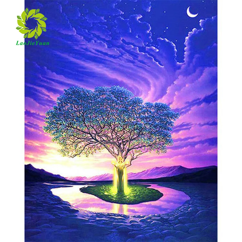 

Diamond Painting Life Tree Full Square Diamond Embroidery Reflection Pictures Of Rhinestones Mosaic Home Decor