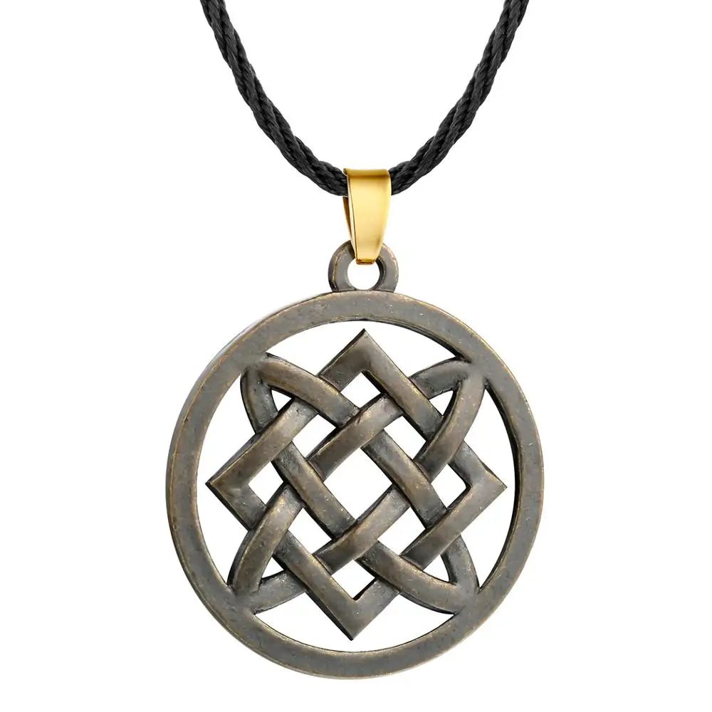 QIAMNI Punk Slavic Viking Lada Star Amulet Pendant Necklace Irish Knot Choker Necklace Nordic Pagan Talisman Rope Chain Jewelry