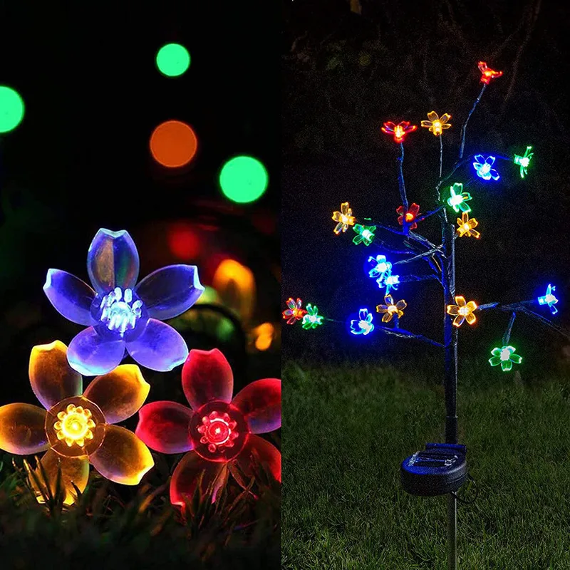 

20 LED Cherry Blossom Solar Lamp Waterproof Sunlight Powered Outdoor Lawn Landscape Garden Decoration Solar Lights