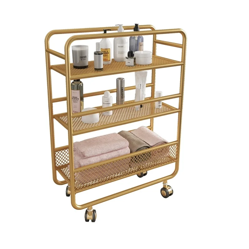 

European Style Movable Rack for Living Room, Simple Bathroom Storage, Shelf Trolley