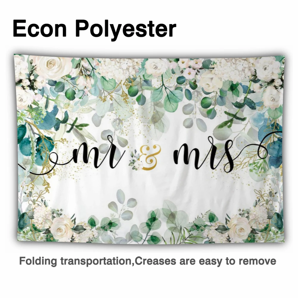 Funnytree Frühling Hochzeit Party Hintergrund Blätter Weiß Blumen Reine Braut Banner Gold Punkte Zweige Photozone Requisiten Hintergrund