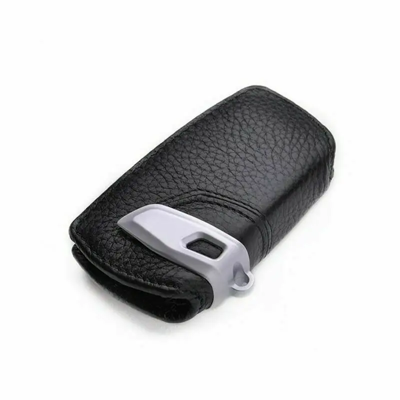 Key Case Bag Cover Fob Holder For BMW 3 5 7 Series X3 Sport Line Genuine Leather SILVER