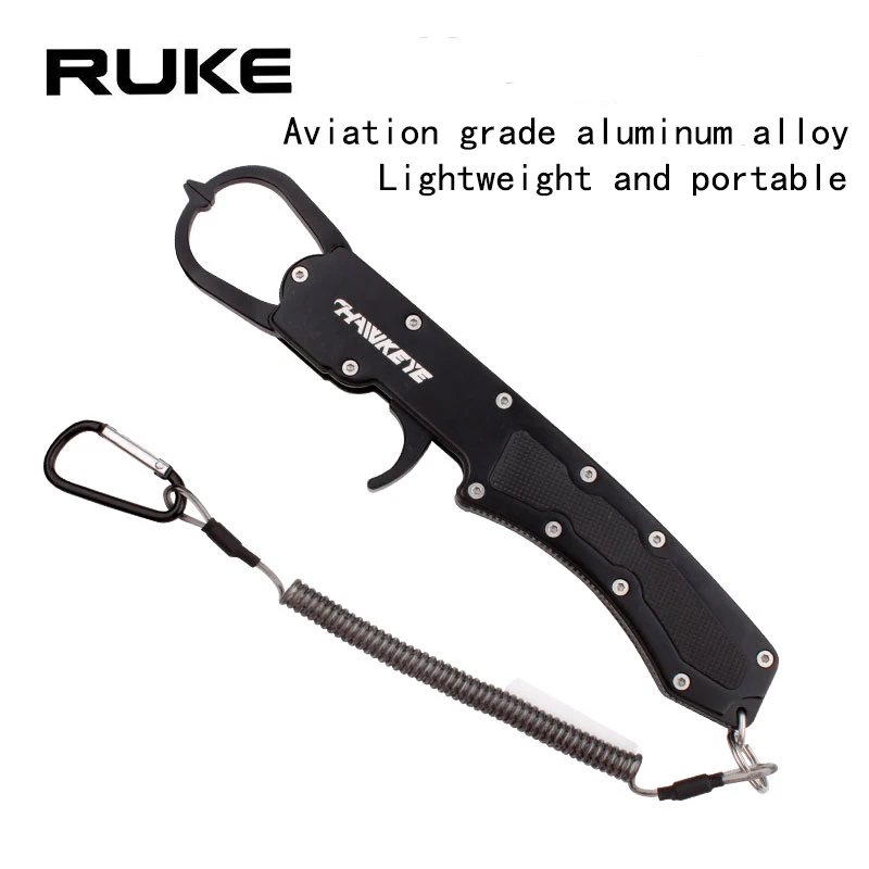 RUKE Aluminum Alloy Fish Lip Grip Fishing Tackle Tool  Length 23.5 cm Weight 161 g  Non-slip Send Anti-lost Rope Free Shipping