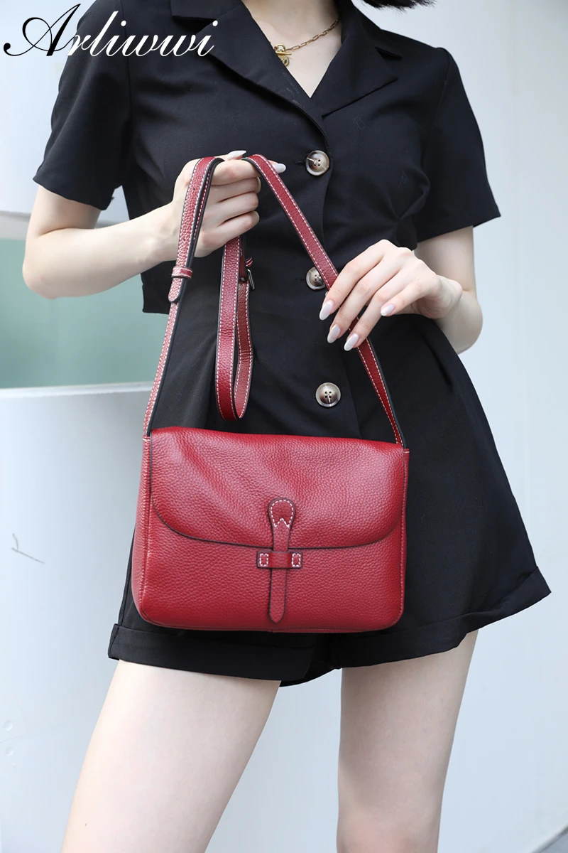 100% REAL LEATHER Top Quality Flap Messenger Bags For Women Soft Cowhide Cross Body Handbags New