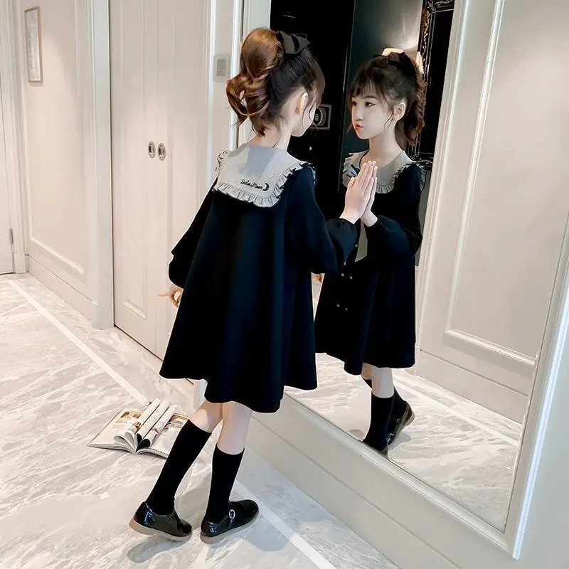 Girl Dress Kids Baby Clothes 2021 Cool Spring Summer Long Sleeve Princess Casual Long Style School Uniform Dresses Children Clot