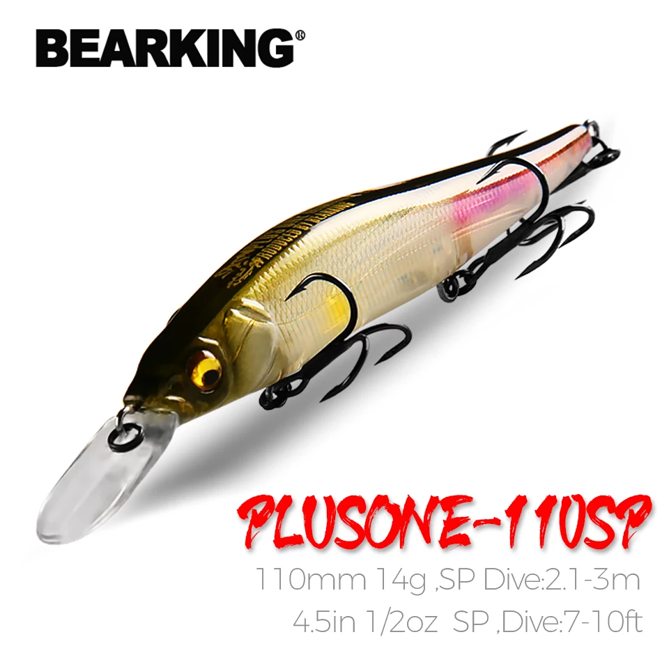 BEARKING NEW fishing lures, assorted colors, minnow crank 11cm 14g,tungsten weight system. hot model crank bait 10 colors