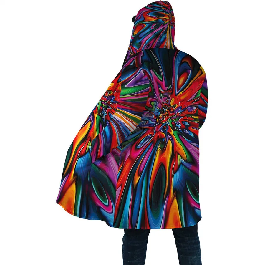 Hippie Cloak 3D All Over Printed Hoodie Cloak for Men Women Winter Fleece Wind Breaker Warm Hood Cloak