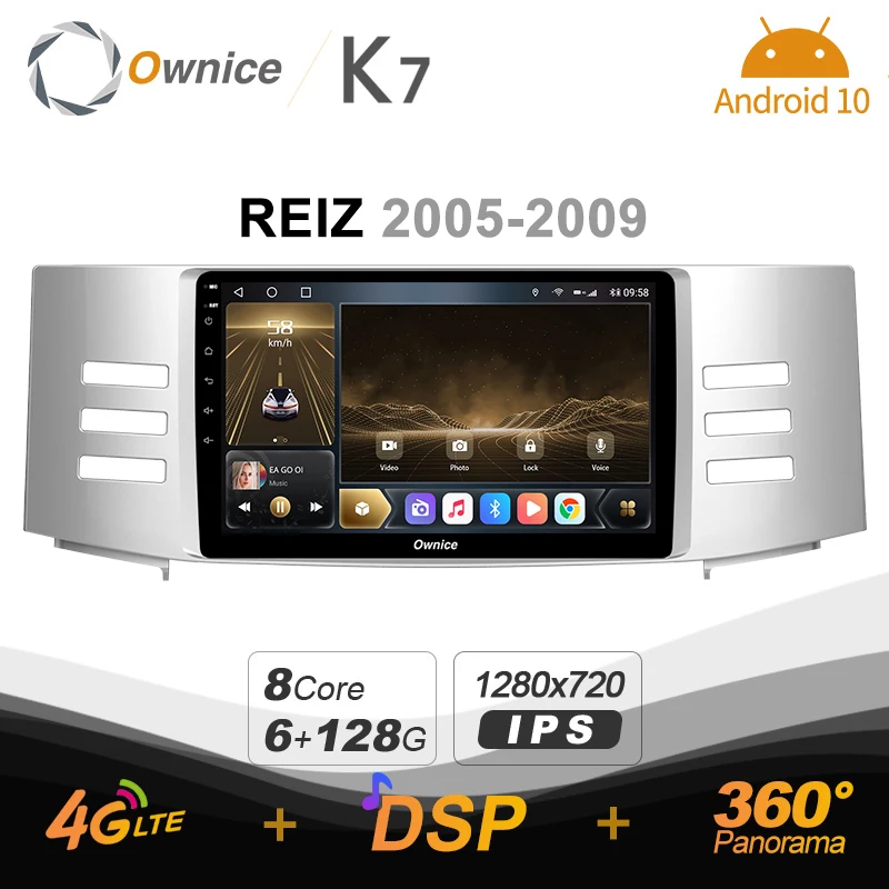 

720P K7 Android 10.0 Car Multimedia Radio for Toyota REIZ 2005 -2009 GPS Video player 6G+128G Quick Charge Coaxial HDMI 4G LTE