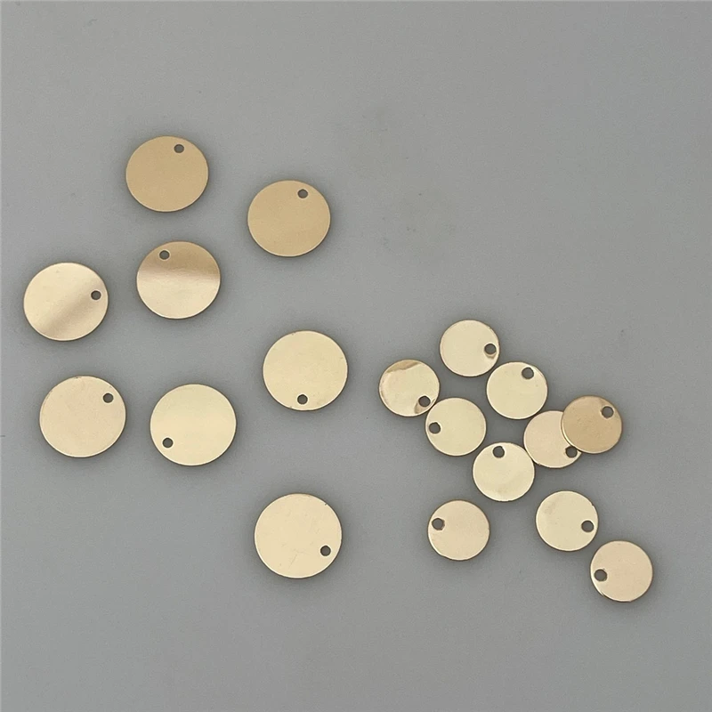 14K Gold Filled (14KGF) 4MM-16MM Round Disc with Hole Gold Charm Jewelry for DIY Bracelet Necklace Making Jewelry Findings