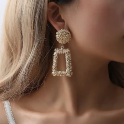 Grandes boucles d'oreilles vintage pour femmes, pendentif géométrique en métal, bijoux tendance et à la mode, 2023