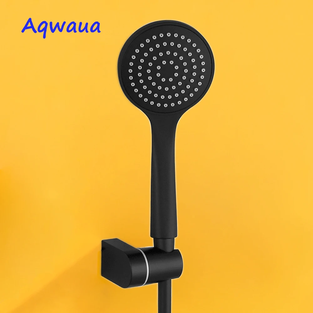 Aqwaua Black Handheld Shower Head ABS Plastic Bathroom Sprayer Water Saving Hand Shower Single Function For Bathroom Accessories